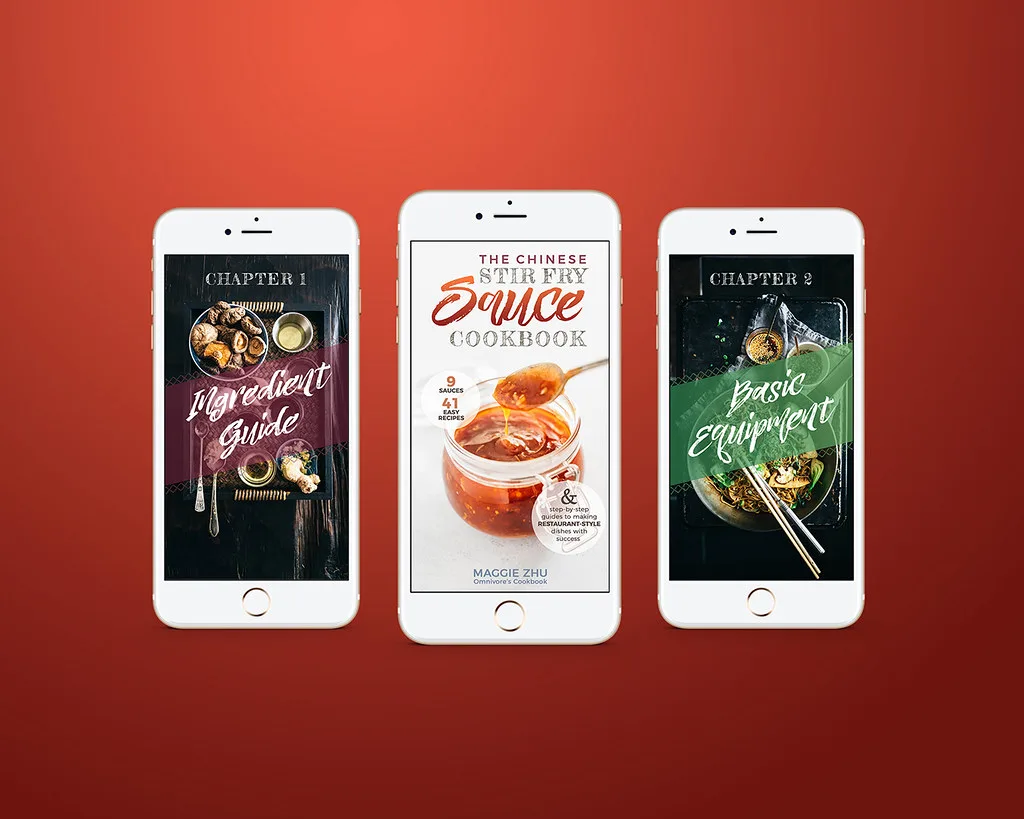 The ebook cover between two chapter openers, showing the phone-proportioned page format and the colour-coded bands.